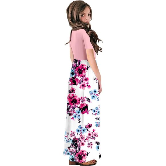 🆕Girls Pink Polyester Blend Casual Loose Fit Maxi Dress with Pockets, 1 - Picture 5 of 6